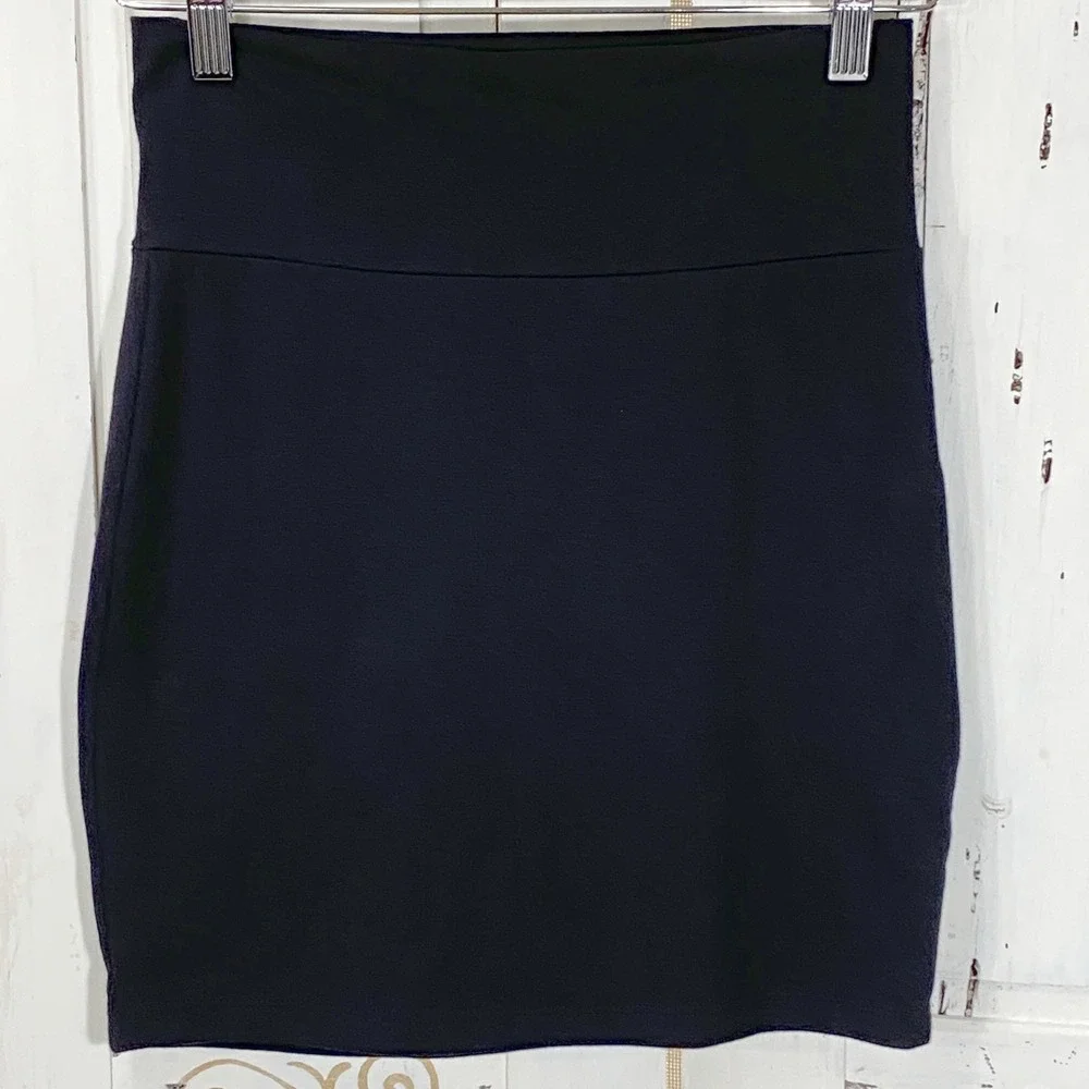 Charlotte Russe‎ Black Cotton Blend Mini Skirt Small High Waist Bodycon Jersey
